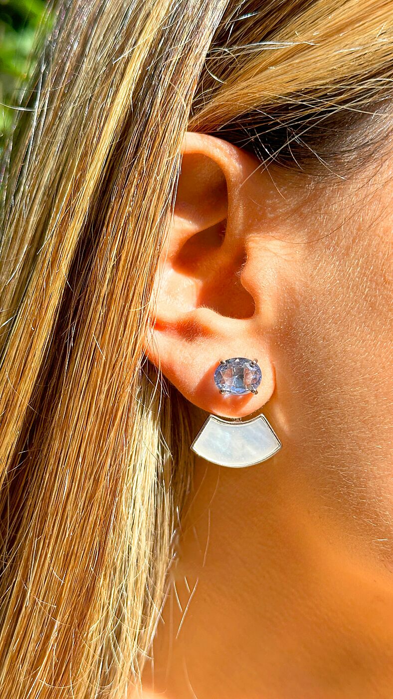 Mother-of-Pearl & Tanzanite Ear Jacket Earrings