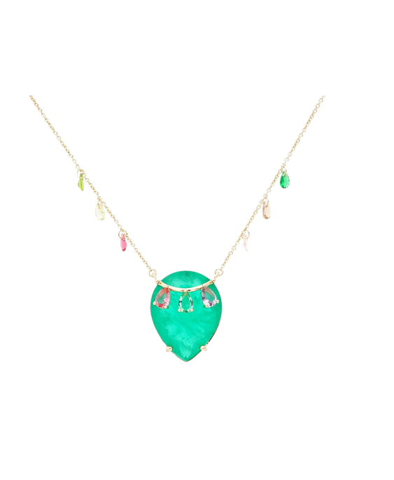 Emerald Fusion Necklace with Crystal Drops