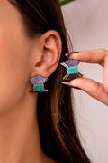 Fusion Emerald Earrings with Purple Zirconia Accents