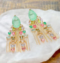Crystal Fringe Earrings with Fusion Teardrop