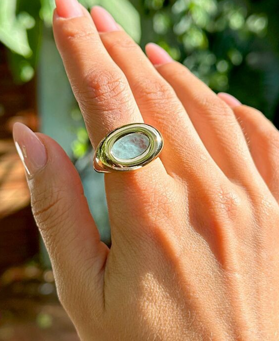 Gold-Plated Ring with Light Fusion Tourmaline