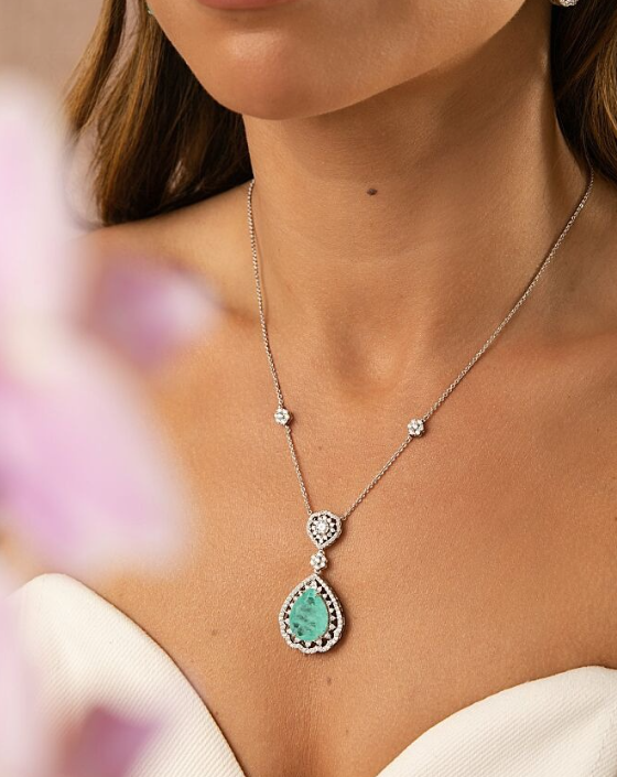 Fusion Tourmaline Necklace with White Zirconia Accents