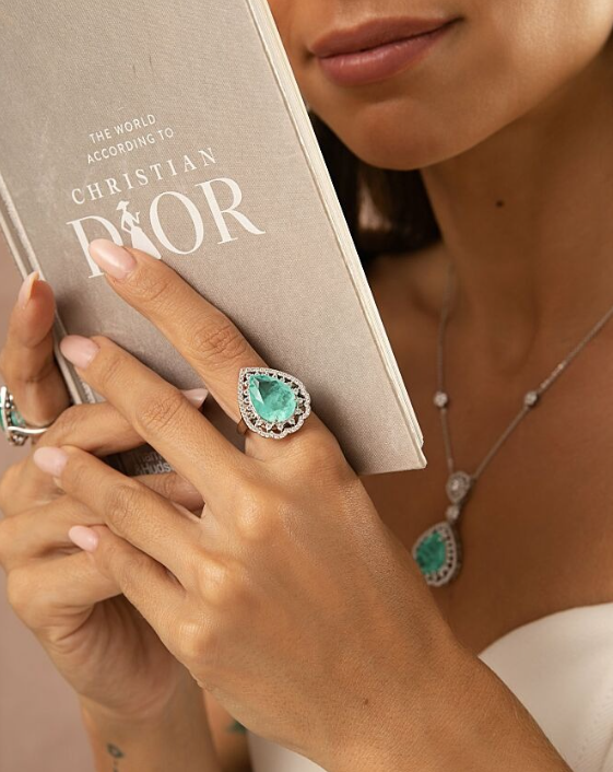 Fusion Tourmaline Ring with White Zirconia Accents