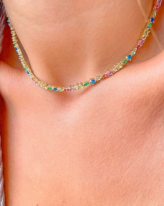 Gold-Plated Navette Sapphire Crystal Necklace