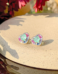 Fusion Tourmaline Heart Earrings with Colorful Zirconia Accents