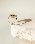 Gold-Plated Smoky Topaz Crystal Pavé Disc Ring
