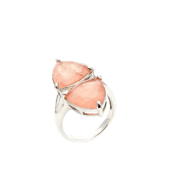 Pink Tourmaline Double Triangle Ring