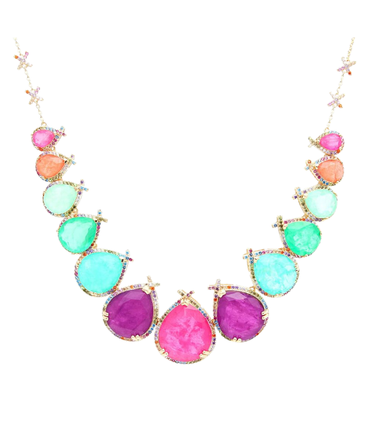 Pink Fusion Tourmaline Drop Necklace