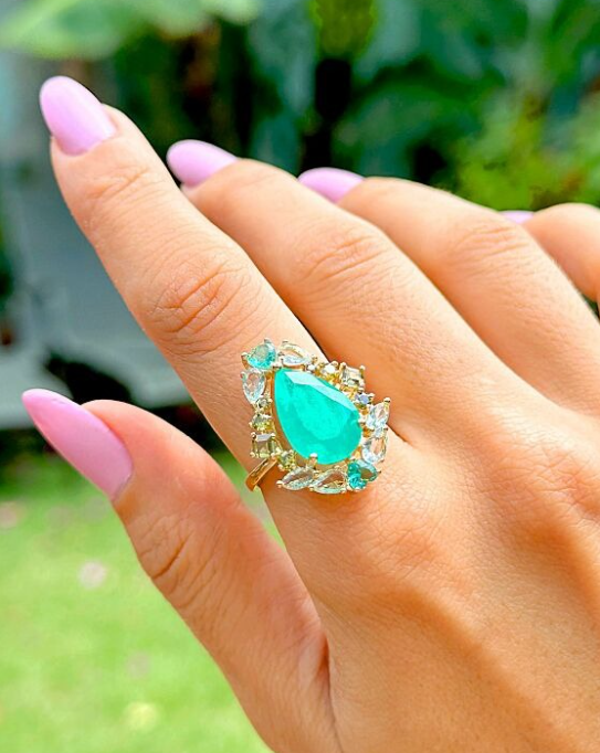 Fusion Emerald Ring with Crystal Accents