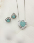 Fusion Tourmaline Heart Jewelry Set with Zirconia Accents
