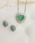 Fusion Tourmaline Heart Jewelry Set with Zirconia Accents