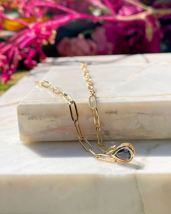 Amethyst Crystal Teardrop Necklace