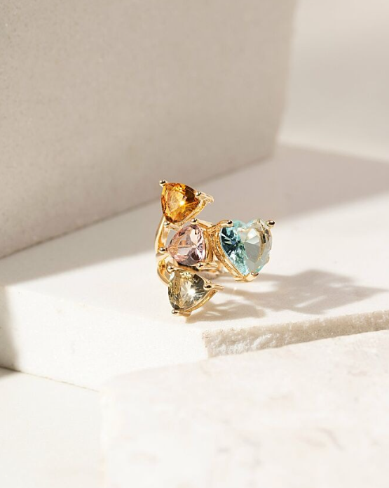 Heart Blue Topaz Crystal Ring