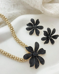 Black Zirconia Flower Set